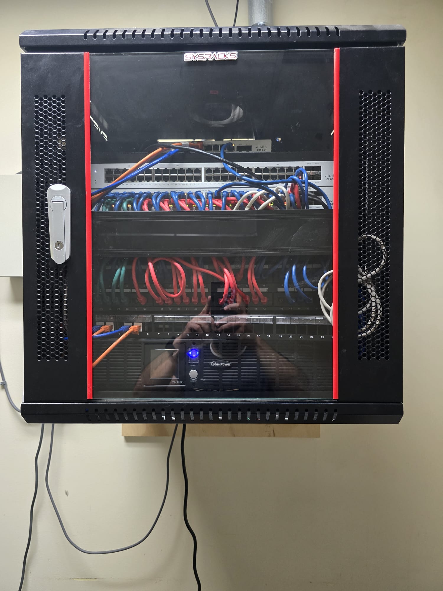 Network cabinet with installed equipment